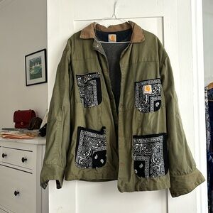 Carhartt fleece lined unique barn jacket black handkerchief